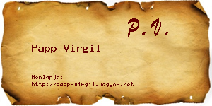 Papp Virgil névjegykártya